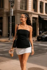 Women’s Strapless Bandeau Tube Top – Split Hem Casual Crop Top - Image 4