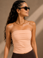 Women’s Strapless Tube Top – Cotton Stretchy Bandeau Crop Top